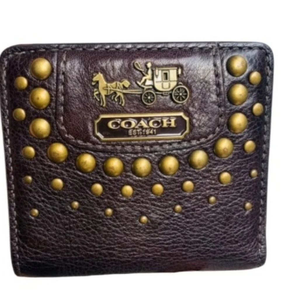 NWT NEW COACH MADISON OP ART SATEEN SMALL STUDDED WALLET